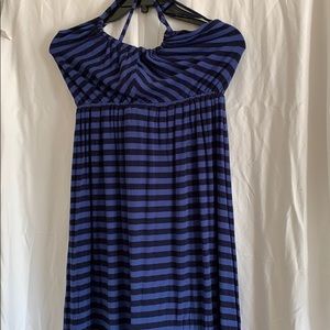 Long stripe.  Blue  dress